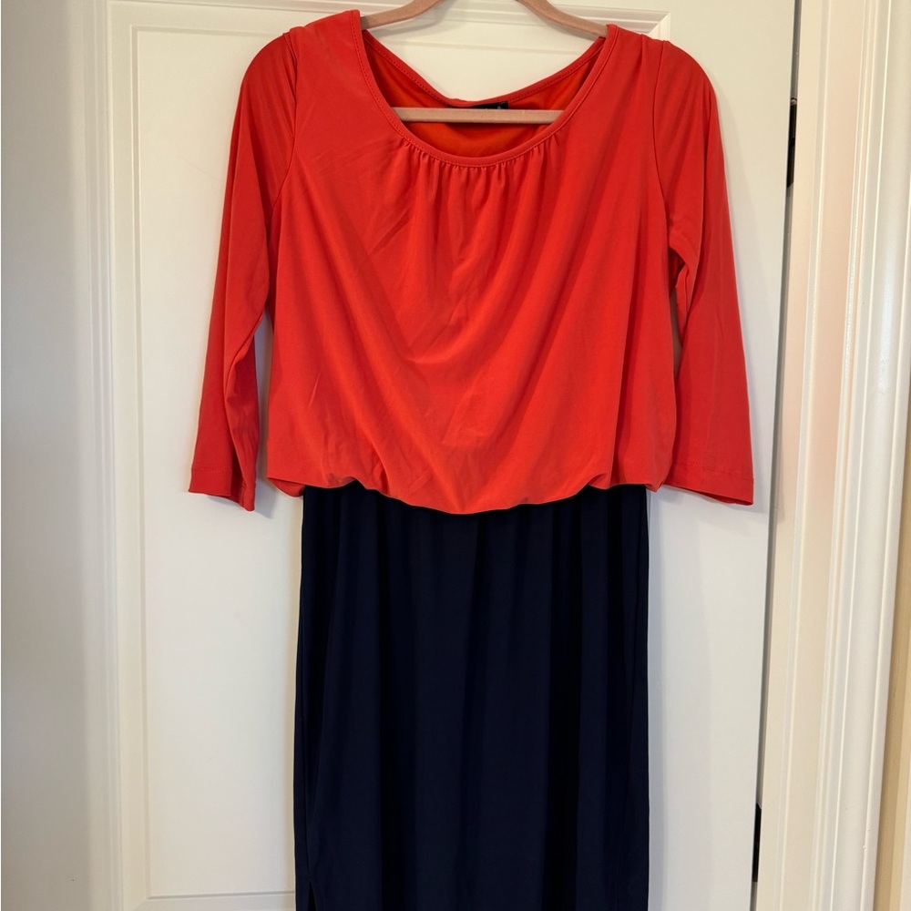 Elegant Red and Blue Women's Dress